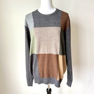 Vintage GEOFFREY BEENE Lightweight Color Block Crew Neck Sweater—SZ. Large